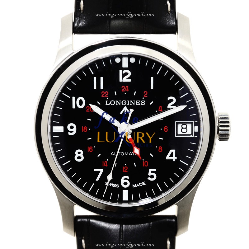 Longines L2.831.4.53.2 Heritage Replica Watch - Automatic - Stainless Steel Case - Black Alligator