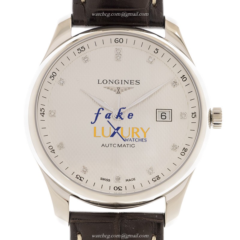 Longines L2.893.4.77.3 Replica Watch, White Dial, Stainless Steel Case, Automatic Movement, Brown
