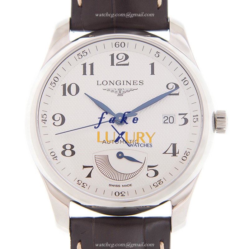 Longines L2.908.4.78.3 Master Replica Watch, Automatic, Silver Dial, Steel Case, Brown Alligator - Luxury Replica Watch