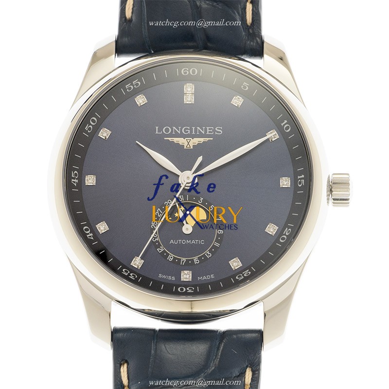 Longines L2.909.4.97.0 Master Automatic Blue Dial Alligator Strap Replica Watch
