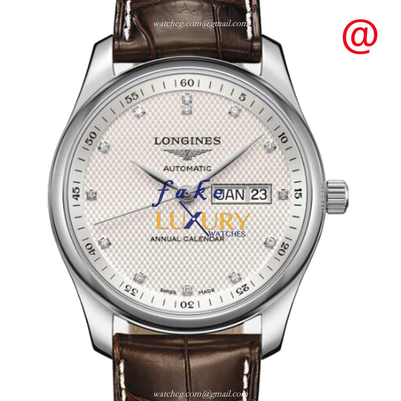 Longines L2.910.4.77.3 Master Replica Watch, Automatic Movement, Silver Dial, Steel Case, Brown