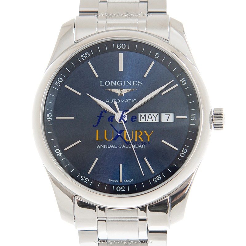 Longines L2.910.4.92.6 MASTER Replica Watch With Blue Dial, Automatic Movement, Steel Bracelet