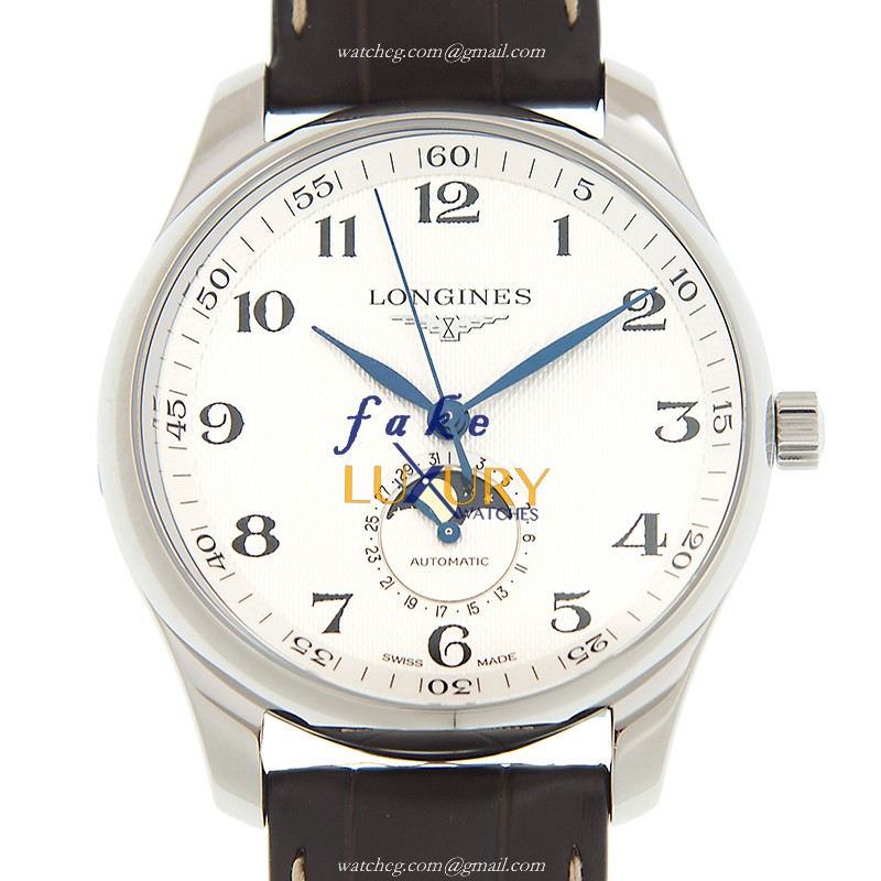 Longines L2.919.4.78.3 MASTER Replica Watch With Automatic Movement, White Dial, Brown Leather Strap