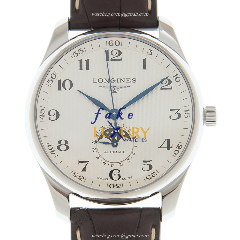Longines L2.919.4.78.5 Master Replica Watch Automatic Movement White Dial Brown Alligator Strap