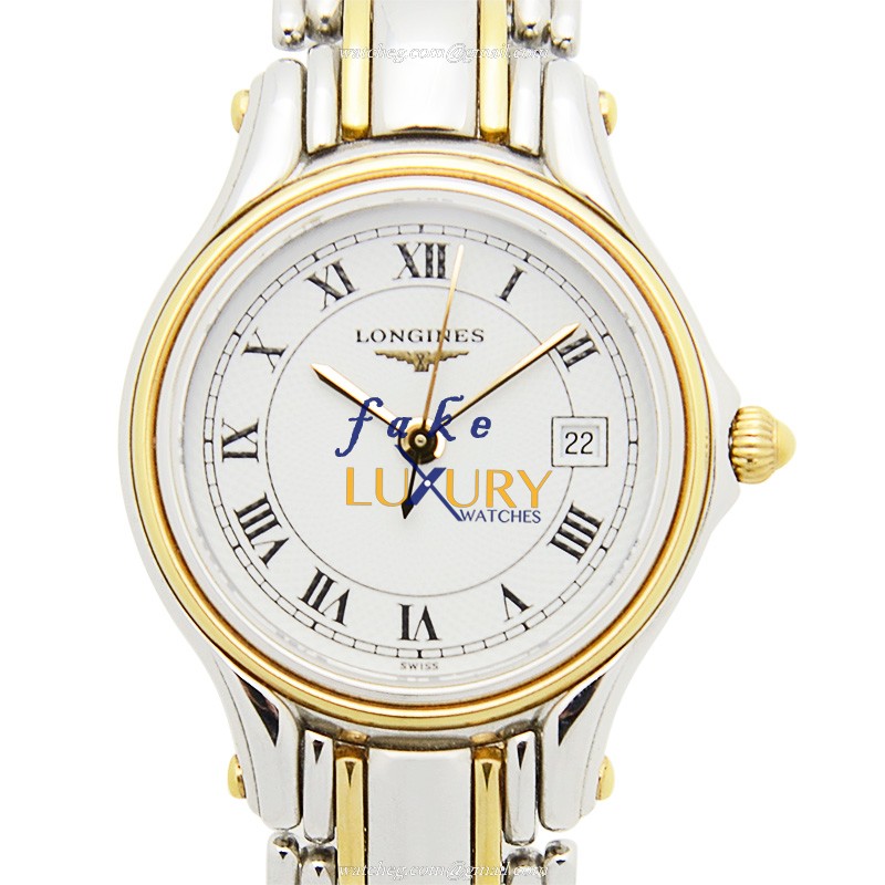 Longines L3.106.5.10.6 CONQUEST Quartz 18kt Gold & Steel | White Dial | Silver Strap Replica Watch - Luxury Replica Watch