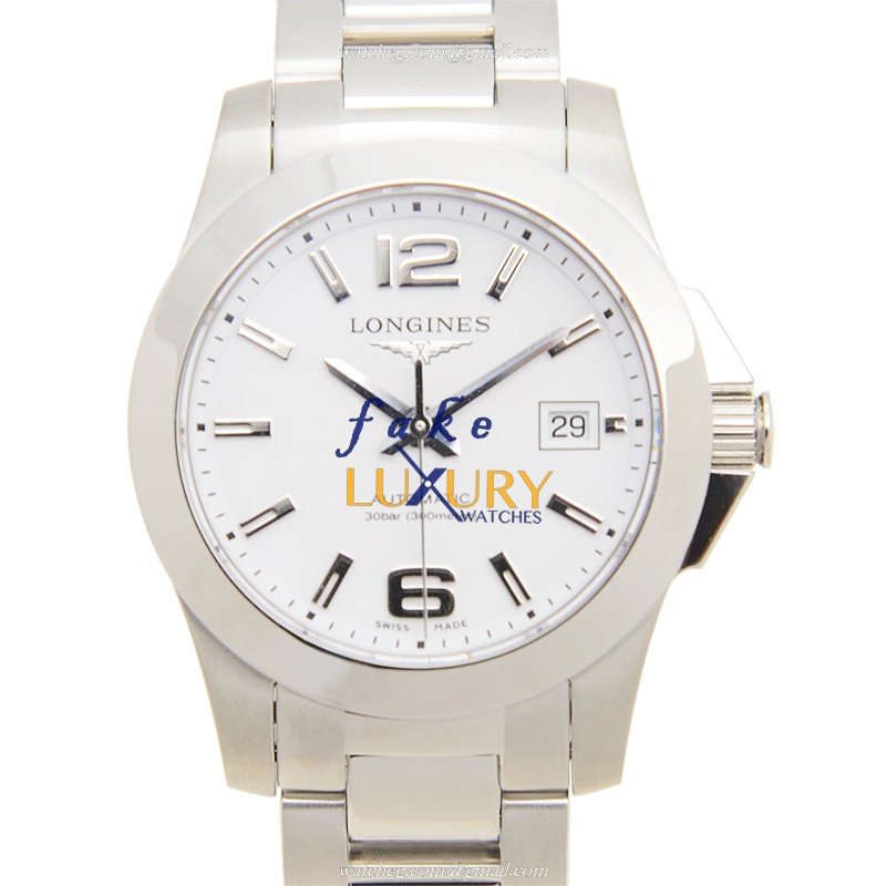 Longines L3.276.4.16.6 Conquest Automatic White Dial Stainless Steel Silver Bracelet Replica Watch