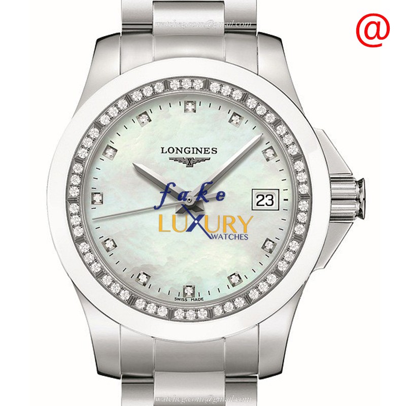 Longines L3.281.0.87.7 Conquest Replica Watch, Quartz Movement, White Mother of Pearl Dial, Silver - Luxury Replica Watch