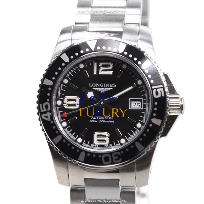 Longines L3.284.4.56.6 CONQUEST AUTO Stainless Steel Replica Watch | Black Dial, Silver Strap