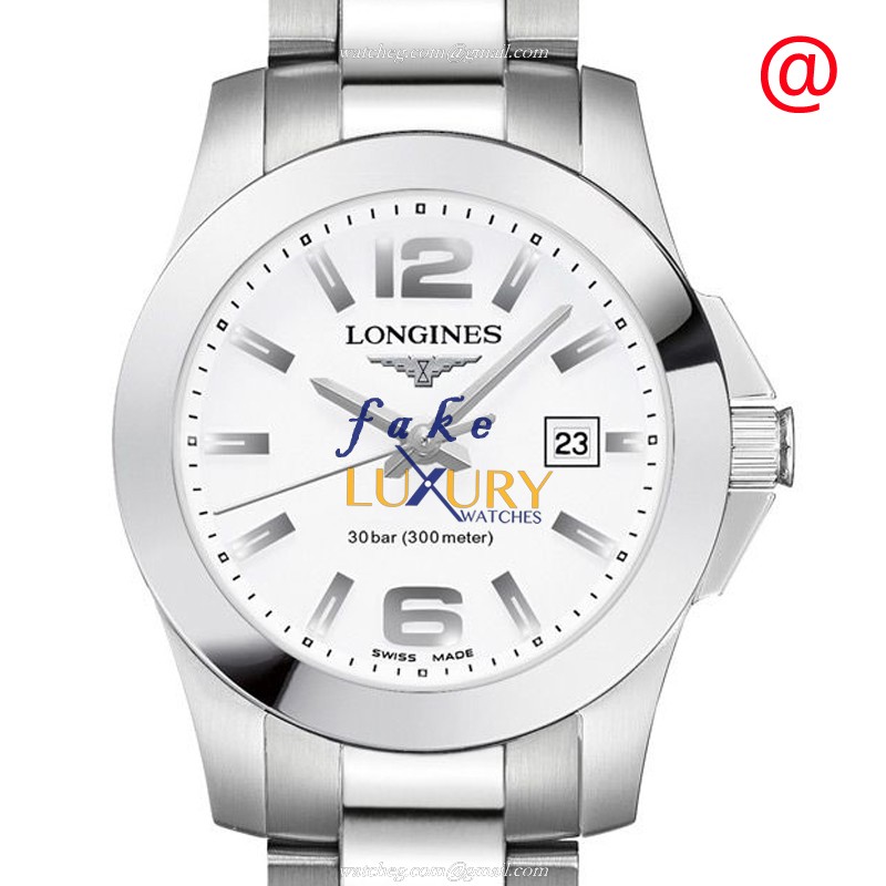 Longines L3.376.4.16.6 Conquest Quartz Replica Watch, Silver Dial Steel Case