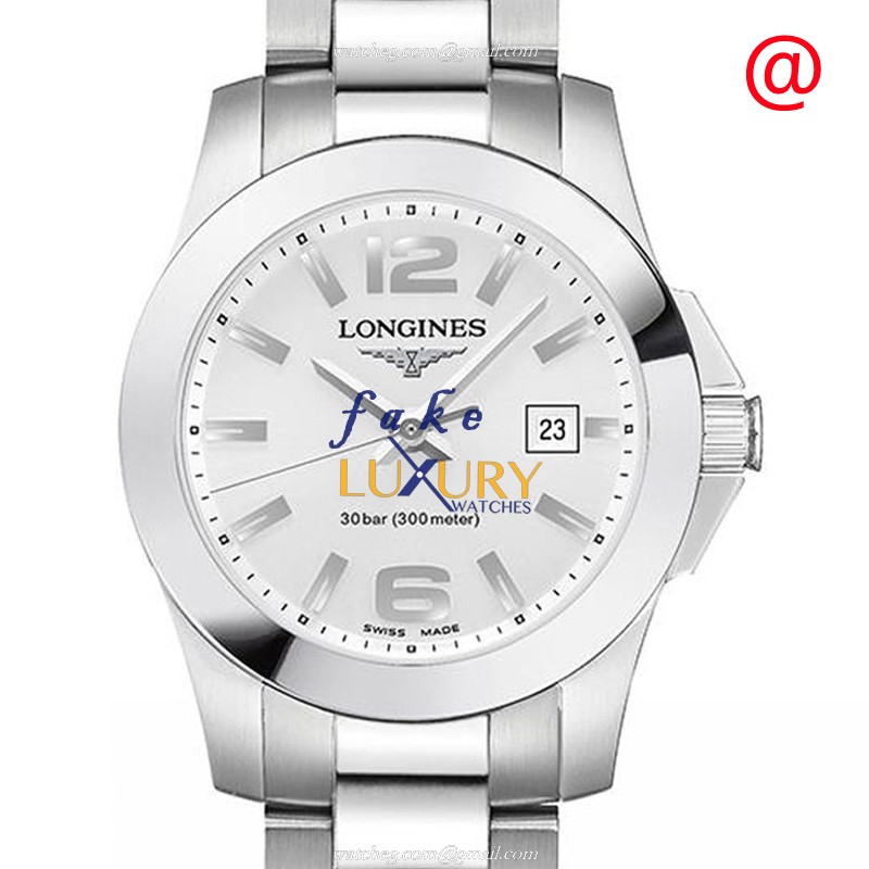 Longines L3.376.4.76.6 CONQUEST Quartz Replica Watch, Stainless Steel Case, Silver Dial