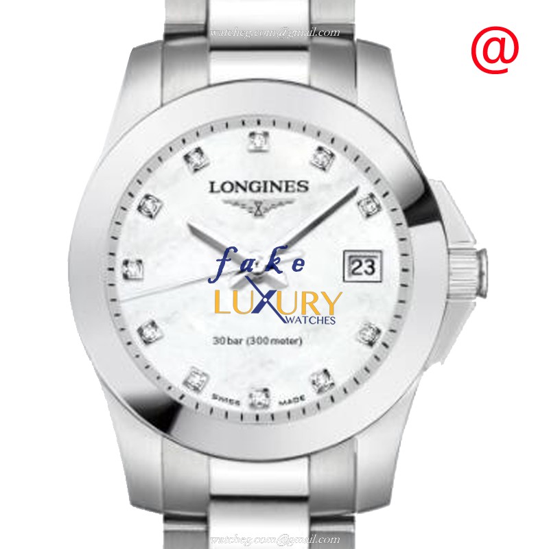 Longines L3.376.4.87.6 Conquest Quartz White Mother of Pearl Dial Stainless Steel Replica Watch