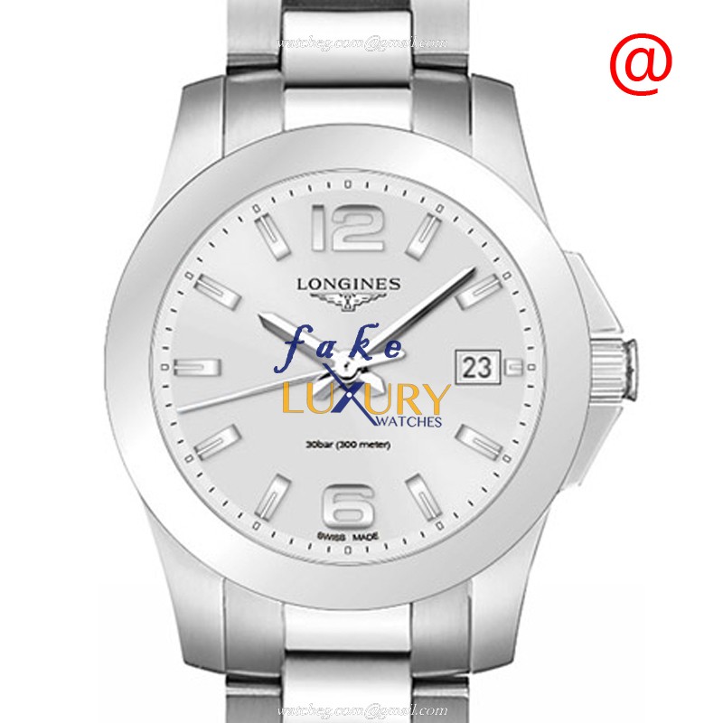 Longines L3.377.4.76.6 Conquest Replica Watch Quartz Silver Dial Stainless Steel Sapphire Crystal