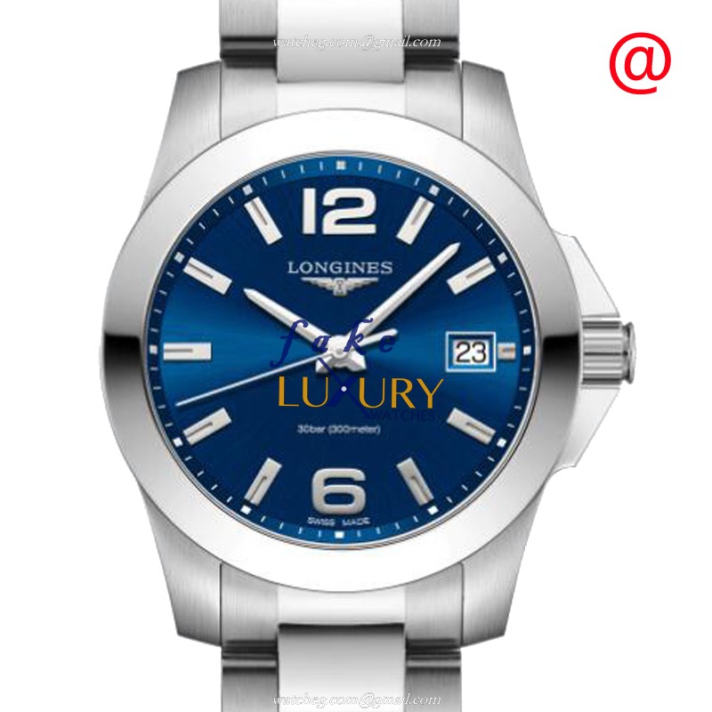 Longines L3.377.4.96.6 CONQUEST Quartz | Blue Dial | Silver Strap | Stainless Steel | Replica Watch