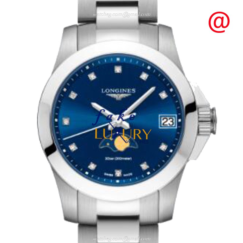 Longines L3.380.4.97.6 CONQUEST Quartz Steel Blue Dial Replica Watch