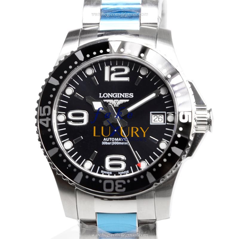 Longines L3.641.4.56.6 Replica Watch, Automatic Movement, Black Dial, Stainless Steel Bracelet