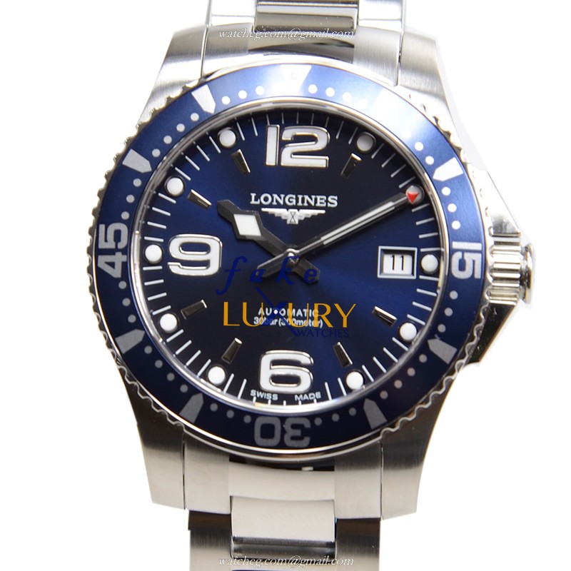 Longines L3.641.4.96.6 Conquest Replica Watch, Blue Dial, Automatic Movement, Steel Bracelet