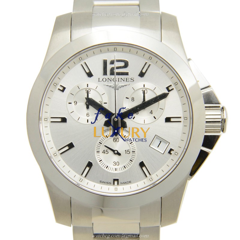 Longines L3.660.4.76.6 Conquest Quartz Stainless Steel Silver Dial Replica Watch