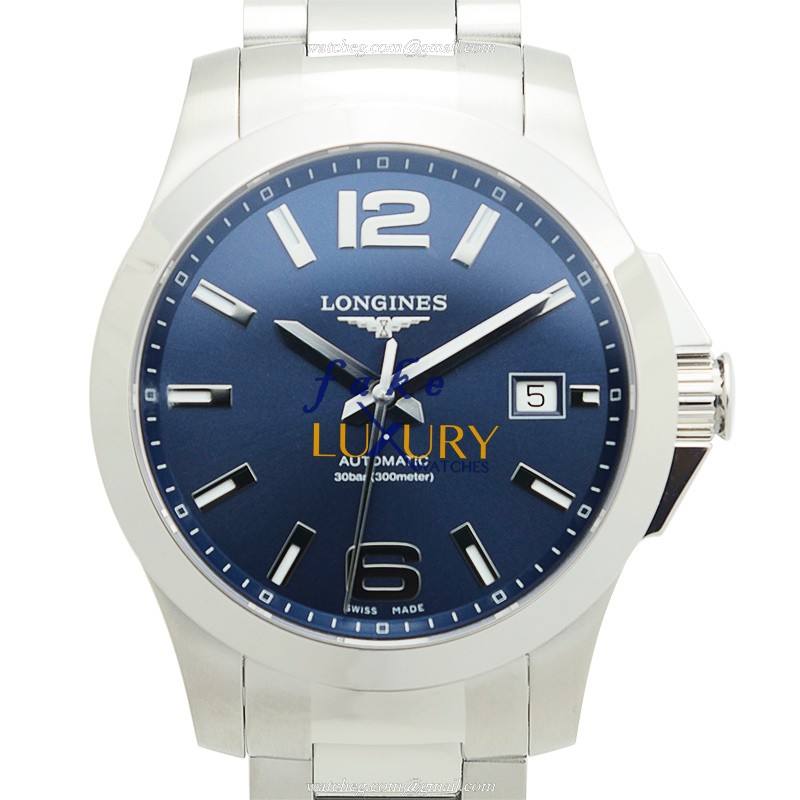 Longines L3.676.4.99.6 CONQUEST Replica Watch, Blue Dial, Automatic Movement, Steel Bracelet