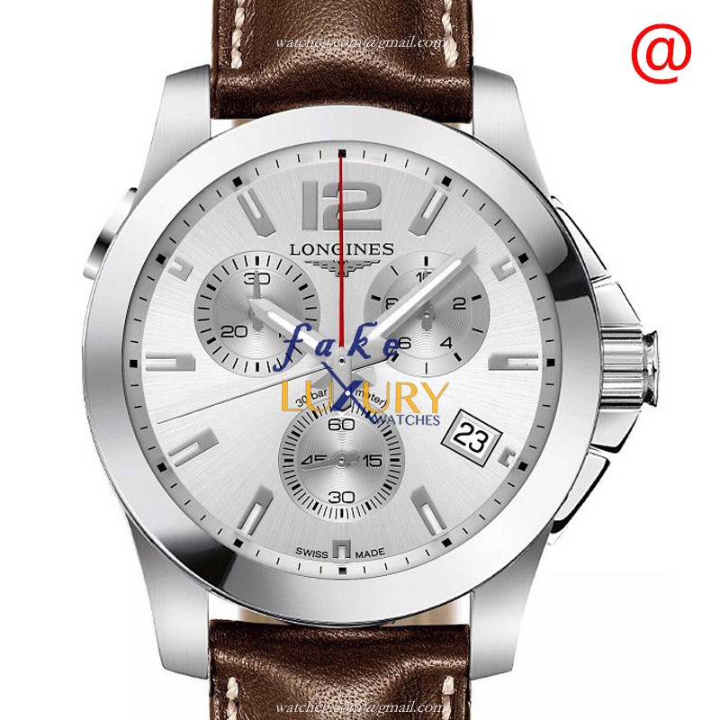 Longines L3.702.4.76.4 Quartz Stainless Steel CONQUEST Replica Watch - Brown Alligator - Silver