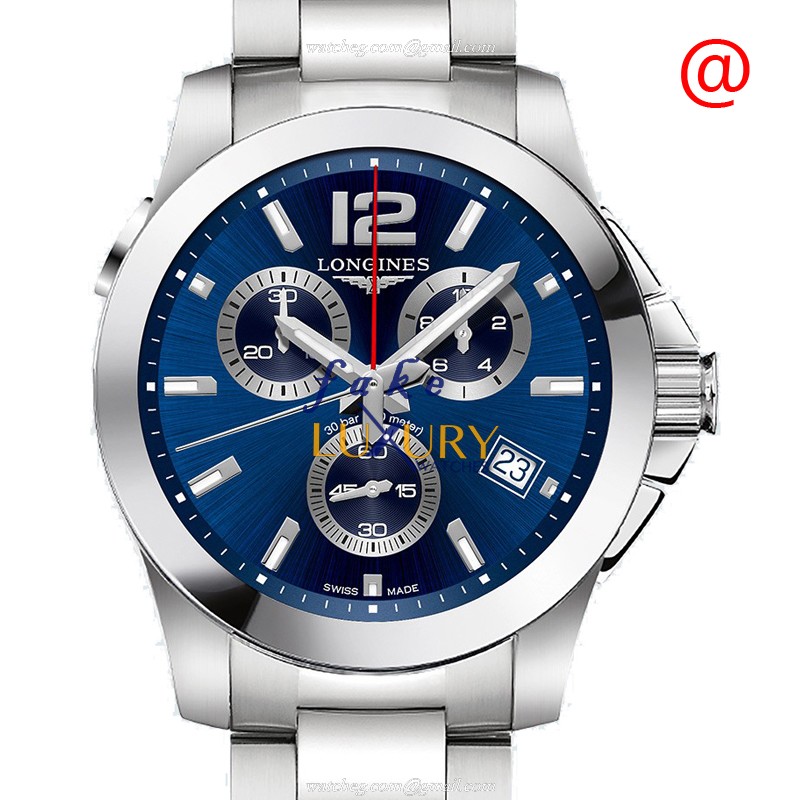 Longines L3.702.4.96.6 Conquest Replica Watch Quartz Movement Blue Dial Stainless Steel Strap