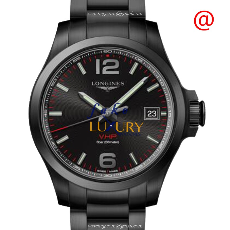 Longines L3.716.2.56.6 Quartz Steel Case Replica Watch, 41mm Black Dial, Folding Clasp