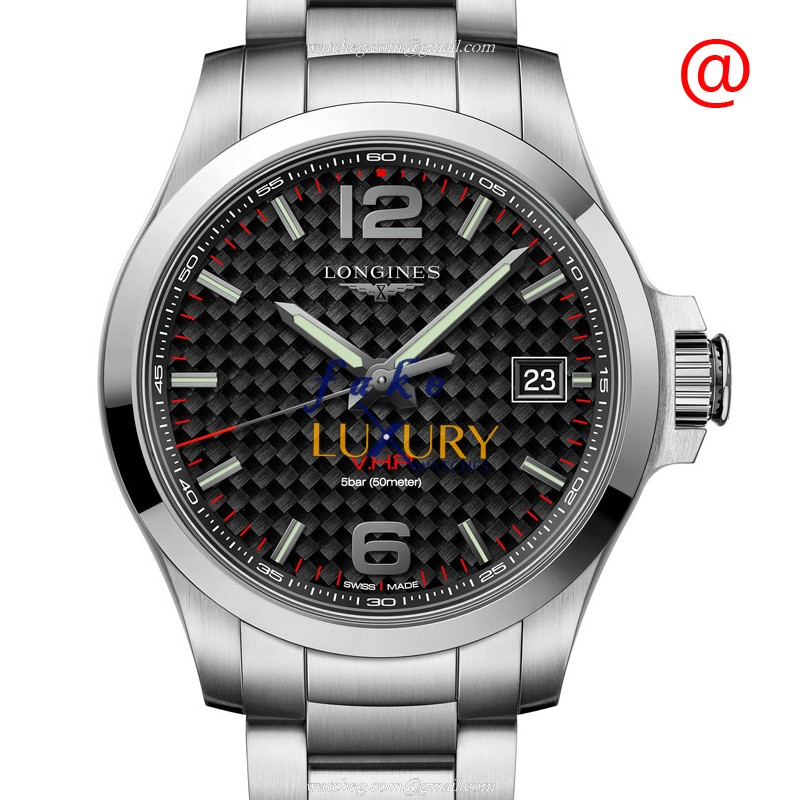Longines L3.716.4.66.6 Conquest Quartz Black Dial Silver Stainless Steel Replica Watch