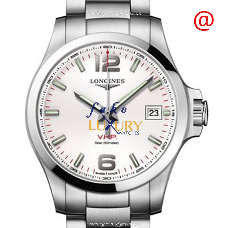Longines L3.716.4.76.6 Conquest Replica Watch Quartz Movement Silver Dial Stainless Steel Bracelet