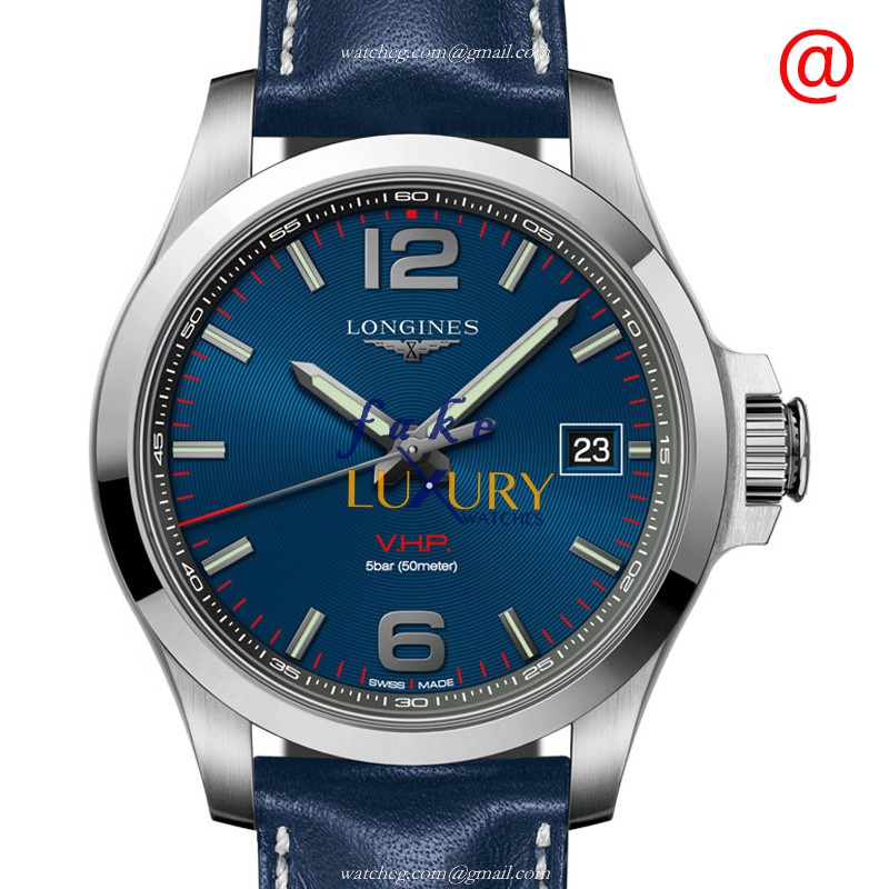 Longines L3.716.4.96.0 Replica Watch Quartz Stainless Steel 41mm Blue Dial Leather Strap