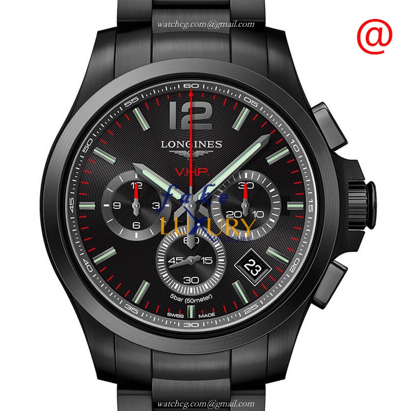 Longines L3.717.2.56.6 Quartz Stainless Steel Black Dial Black Strap Replica Watch - Luxury Replica Watch