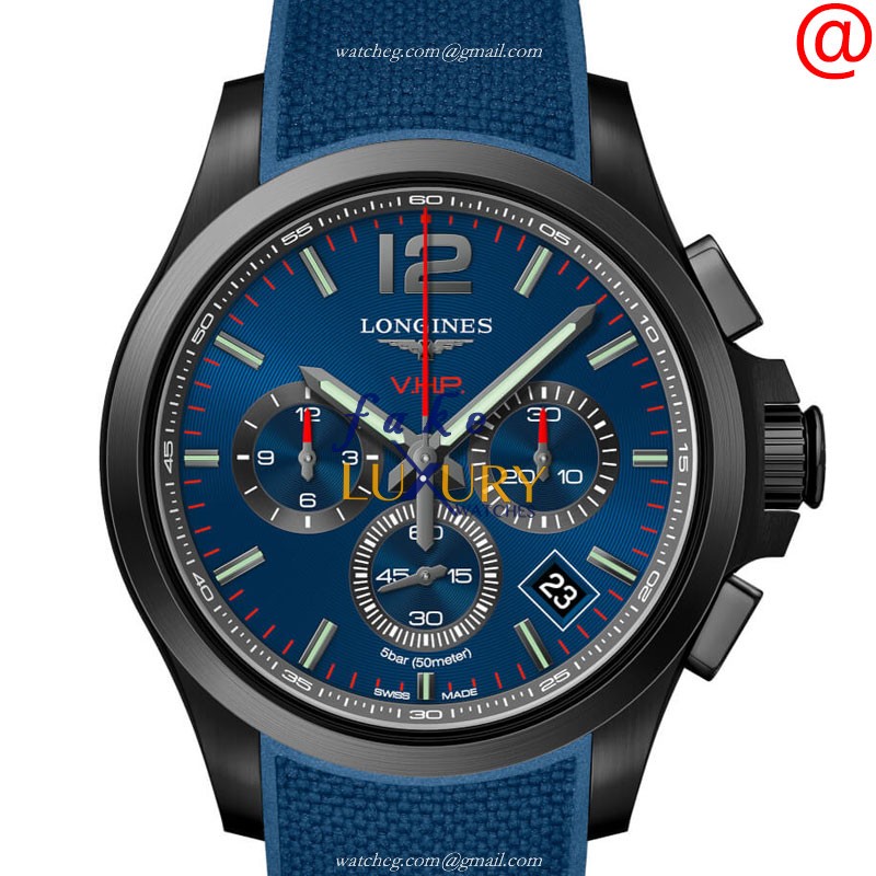 Longines L3.717.2.96.9 Replica Watch, Blue Dial, Quartz Movement, Steel Case, Rubber Strap