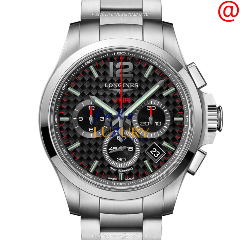 Longines L3.717.4.66.6 Replica Watch, Quartz Movement, Stainless Steel Case, Black Dial, Silver