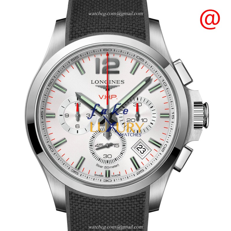 -76543-LONGINES-L3.717.4.76.9 REPLICA WATCH - Quartz Automatic - Silver Dial 42mm Case - Black - Luxury Replica Watch