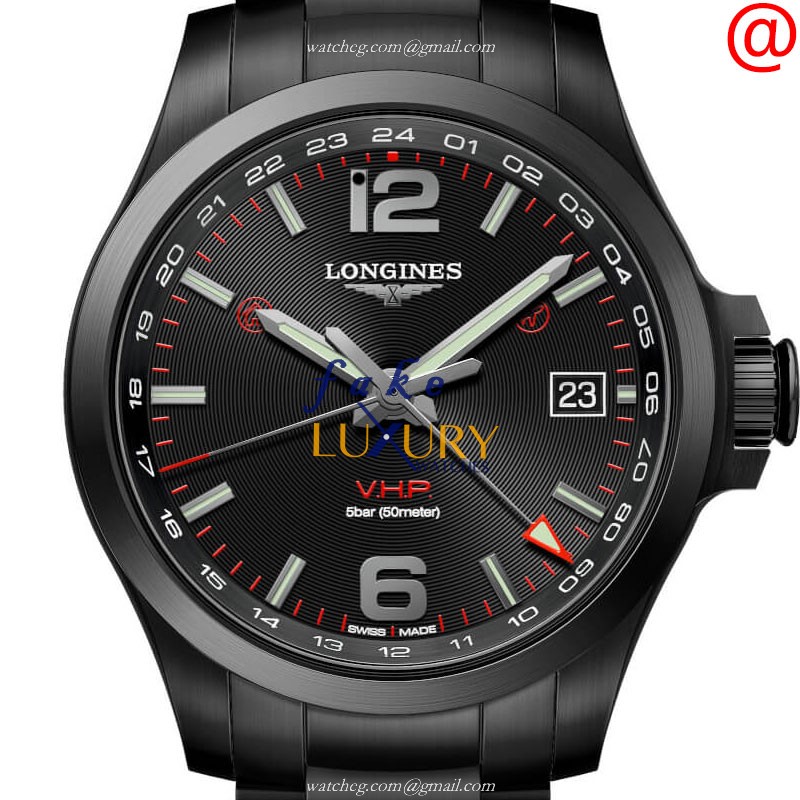 Longines L3.718.2.56.6 Conquest Quartz Stainless Steel Black Dial Replica Watch