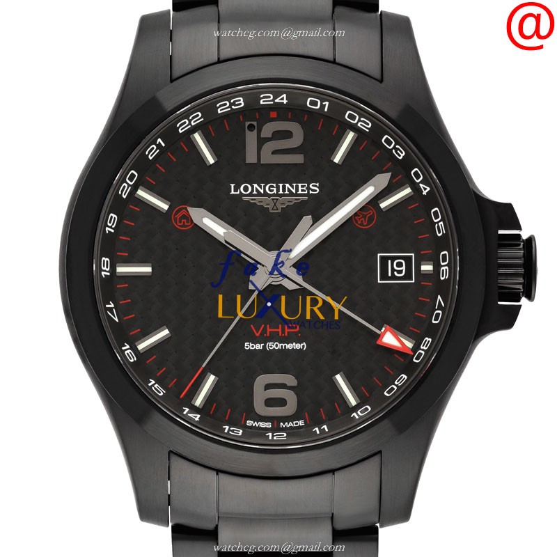 Longines L3.718.2.66.6 Conquest Replica Watch, Black Dial, Steel Bracelet, Quartz