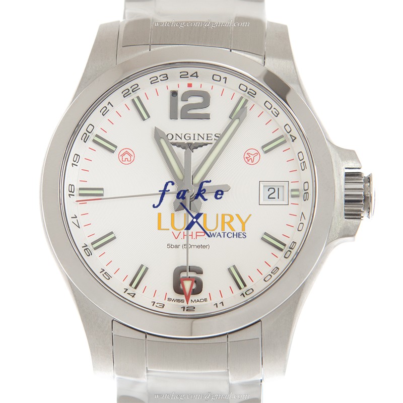Longines L3.718.4.76.6 Conquest Replica Watch Stainless Steel Quartz Silver Dial 41mm Sapphire