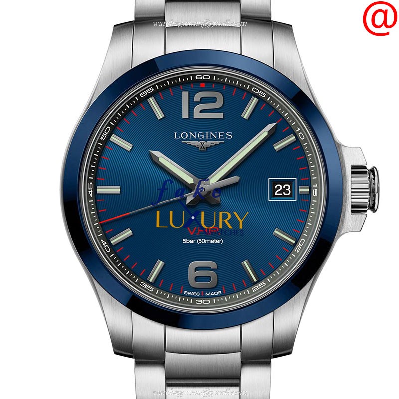 Longines L3.719.4.96.6 Replica Watch, Blue Dial, Quartz, Ceramic & Steel Case, Stainless Steel Strap