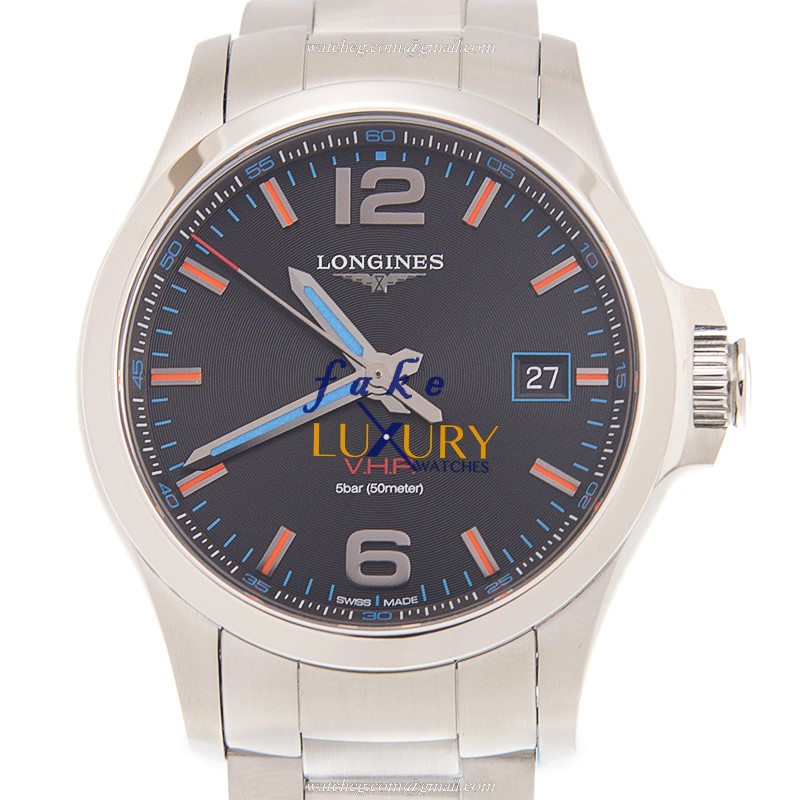 Longines L3.726.4.99.6 Replica Watch, Automatic Movement, Black Dial, Stainless Steel Bracelet