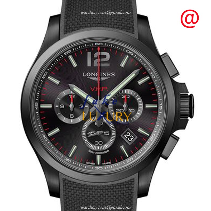 Longines L3.727.2.56.9 Conquest Quartz Stainless Steel Black Dial Rubber Strap Replica Watch