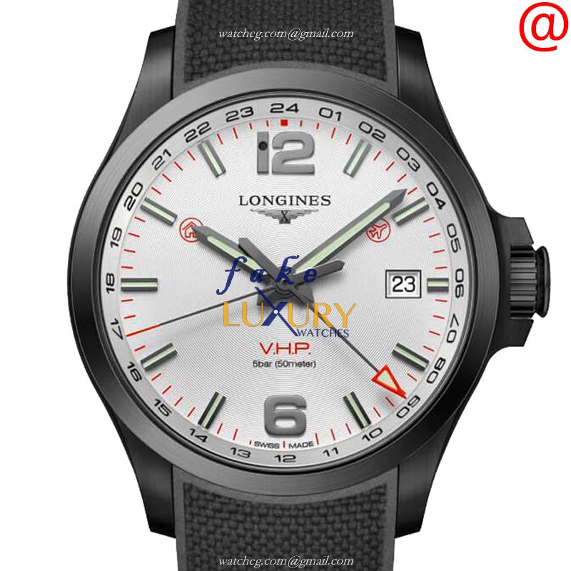 Longines L3.728.2.76.9 Swiss Quartz Replica Watch, 43mm Stainless Steel Case, Silver Dial & Black