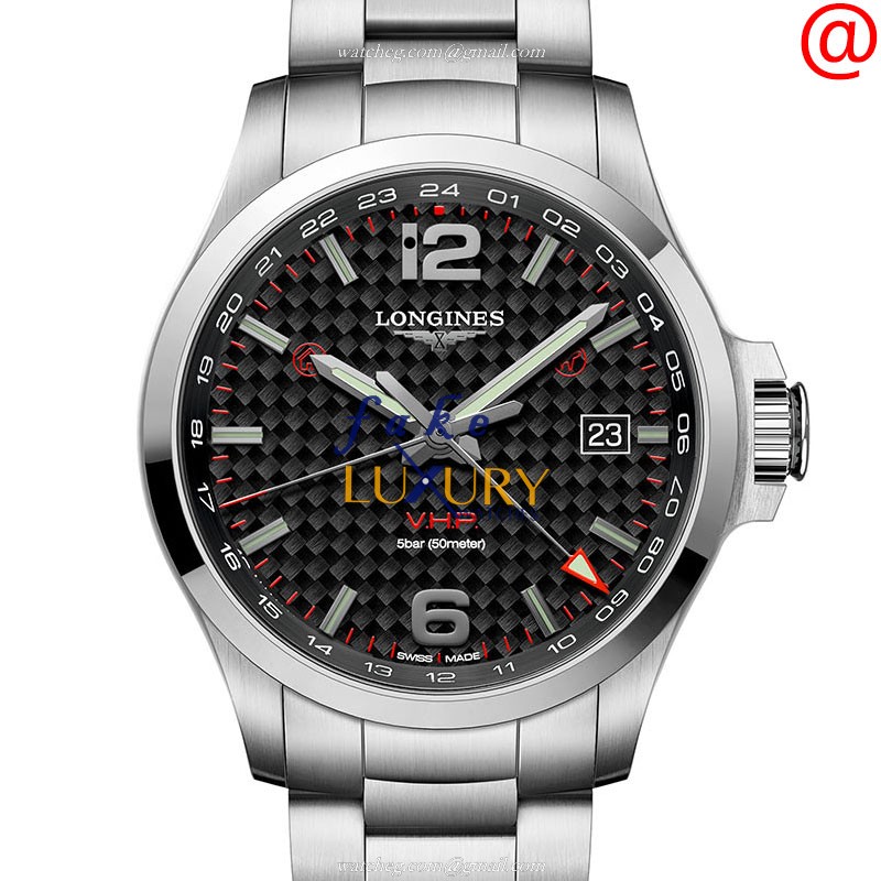 Longines L3.728.4.66.6 Replica Watch, 43mm Quartz, Black Dial, Steel Bracelet, Sapphire Crystal