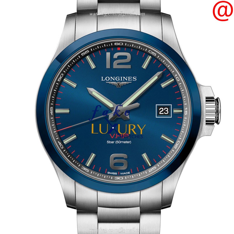 L3.729.4.96.6 - Longines Conquest Quartz Replica Watch - Blue Dial Ceramic Steel - Luxury Replica Watch