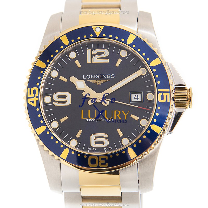 Longines L3.740.3.96.7 Replica Watch, Quartz Movement, Blue Dial, Gold-Plated Steel Case