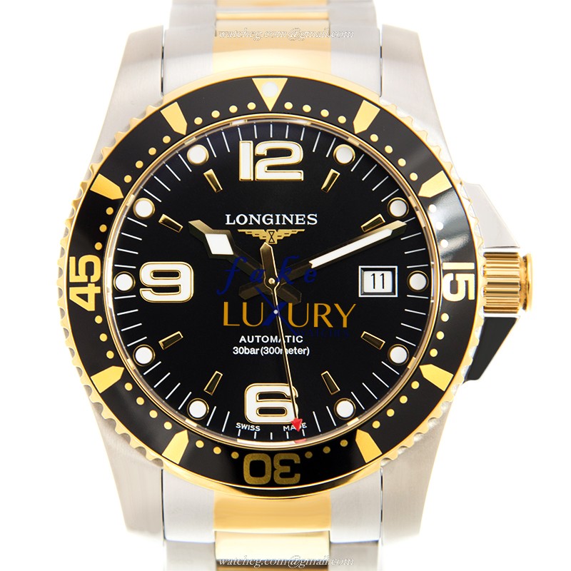 Longines L3.742.3.56.7 CONQUEST Automatic Replica Watch, Stainless Steel, Black Dial & Silver/Gold