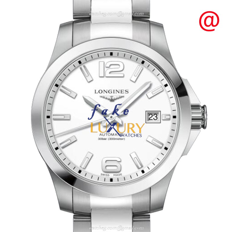 Longines L3.776.4.16.6 Conquest Replica Watch With Automatic Movement, White Dial, Steel Bracelet