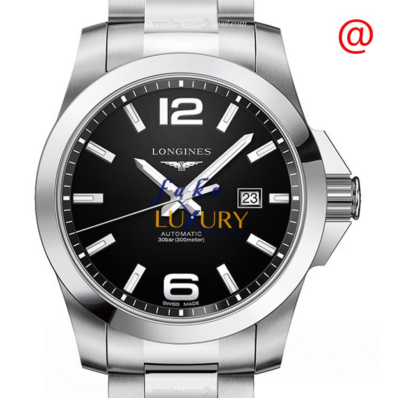 Longines L3.778.4.58.6 CONQUEST Automatic SS Black Dial Replica Watch