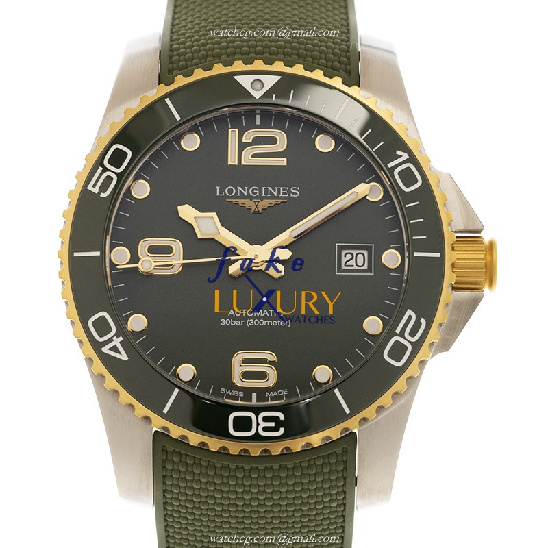 Longines L3.781.3.06.9 Swiss Automatic Stainless Steel Watch, Green Dial Canvas Strap, 300M Water - Luxury Replica Watch