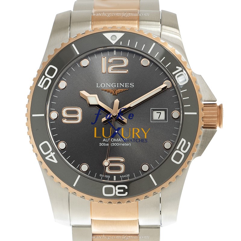 Longines L3.781.3.78.7 Conquest Replica Watch, Automatic, Gray Dial, 18kt Rose Gold & Steel Case