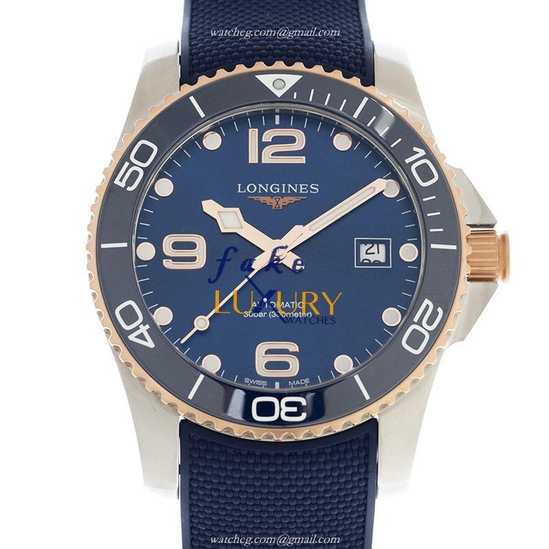 Longines L3.781.3.98.9 Conquest Replica Automatic Blue Dial Ceramic Steel Rubber Watch - Luxury Replica Watch