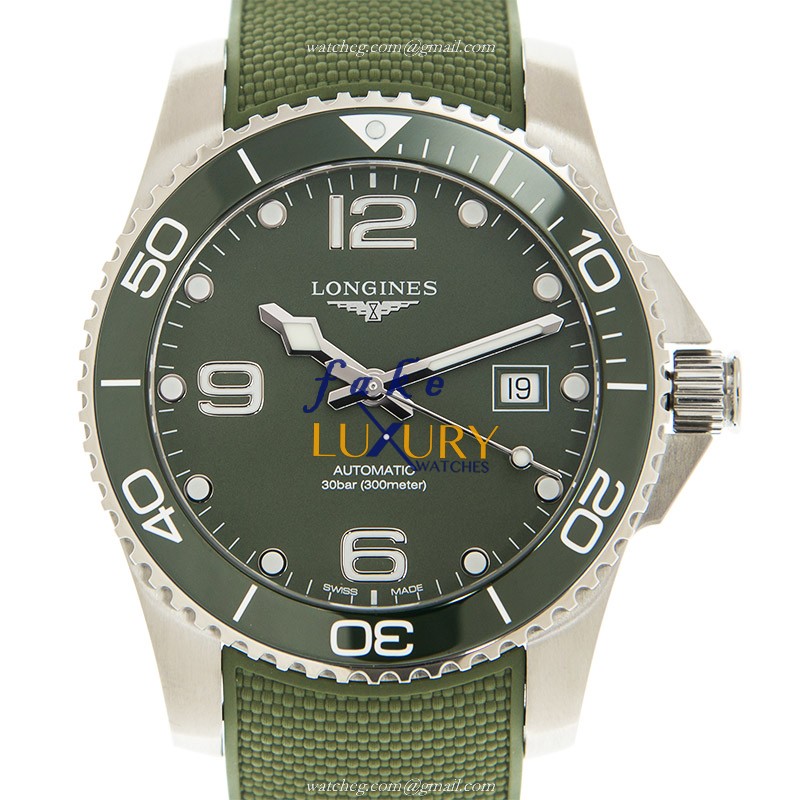 -67890-LONGINES-L3.781.4.06.9 Replica Watch - Automatic - Stainless Steel - Green Dial & Rubber - Luxury Replica Watch