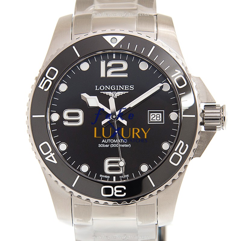 Longines L3.782.4.56.6 Conquest Replica Watch With Automatic Movement, Black Dial Steel Bracelet